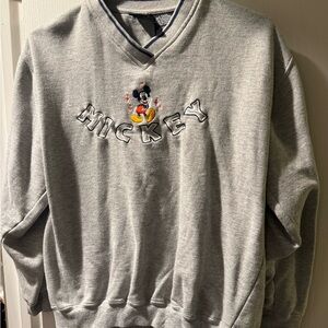 Disney Gray V-Neck Mickey Sweater